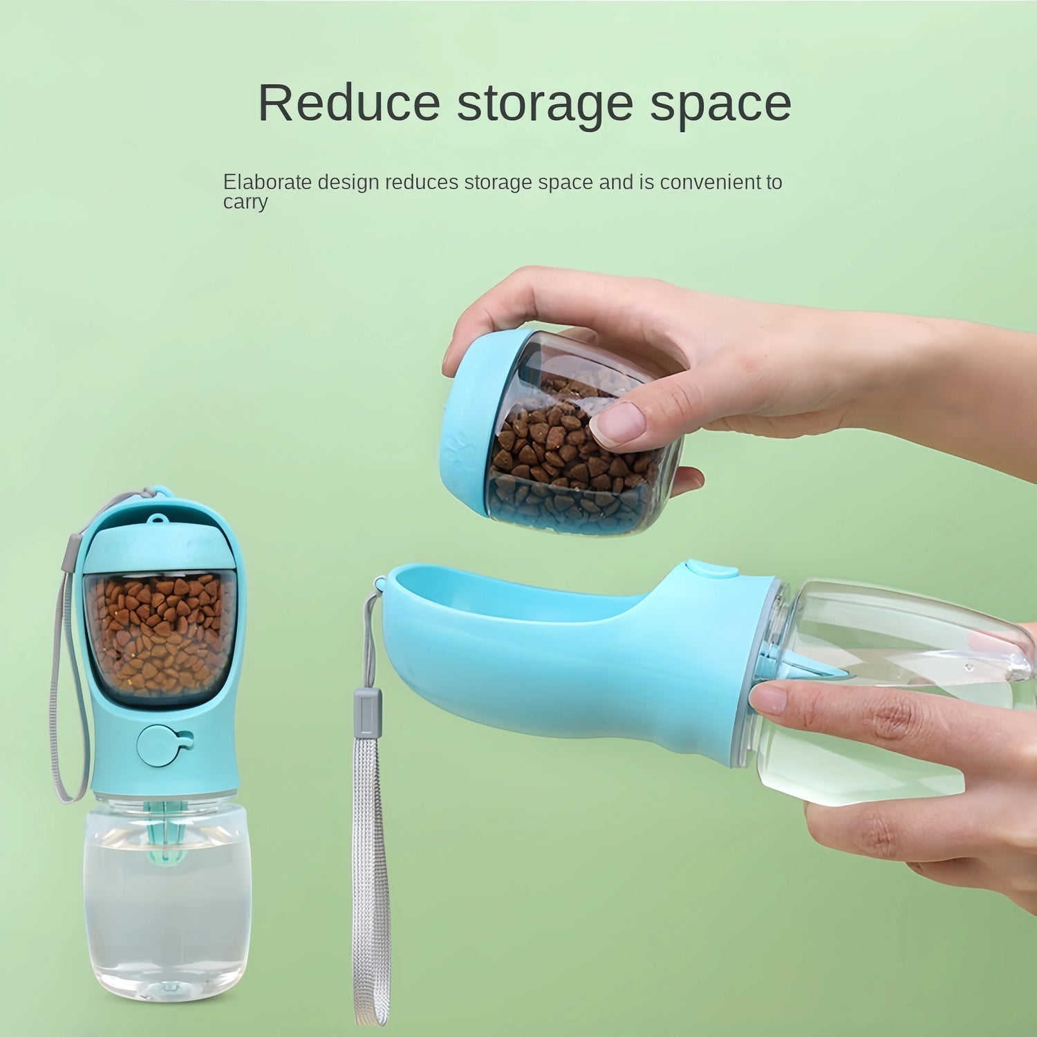 2-in-1 Portable Pet Water Bottle with Food Storage